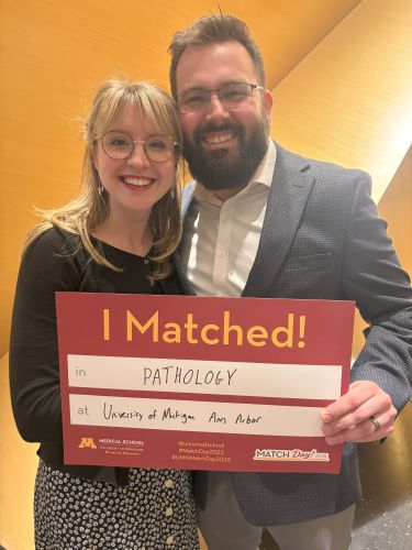 Caleb celebrates Match Day with his wife, Nina.